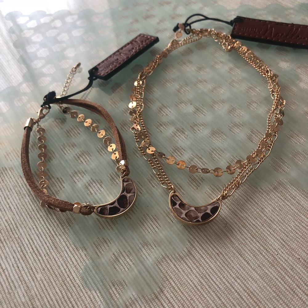 SNAKESKIN/LEATHER bracelet/necklace duo! +BONUS! - Picture 2 of 6